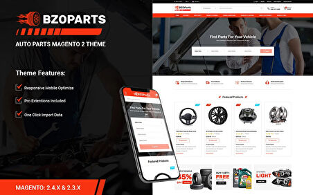 BzoParts - Responsive Auto Parts, Equipment Magento Teması