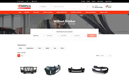 BzoParts - Responsive Auto Parts, Equipment Magento Teması