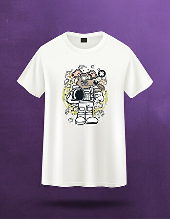 Astronot Fare Karikatür Dijital T-Shirt Tasarımı