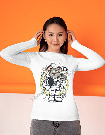 Astronot Fare Karikatür Dijital T-Shirt Tasarımı