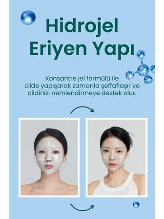 Dermal Hyalüronik ve Peptid Nemlendirici Onarıcı Eriyen Maske Seti Kore Maske Seti 34 gr.