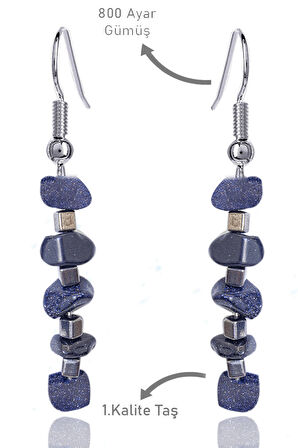 Sertifikalı Kırık Taşlı Model Lacivert Yıldız Taşı Küpe