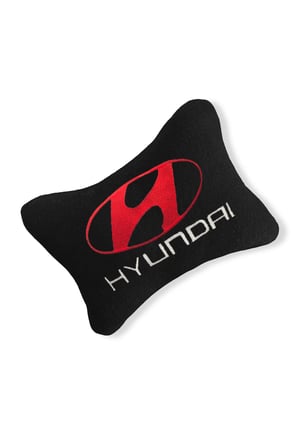 Hyundai Nakış Işlemeli Siyah Polar Ortopedik Araç Oto Koltuk Seyahat Boyun Yastık / 2'li Set
