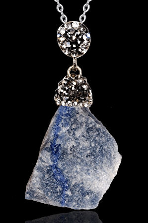 Sertifikalı Zirkon Taşlı Ham İşlenmemiş Angelit Taşı Kolye (Melek Taşı)