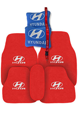 Hyundai Nakış İşlemeli Oto Halı Paspas | Hyundai Mavi Polar Oto Boyun Yastığı & Oto Ayna Askısı