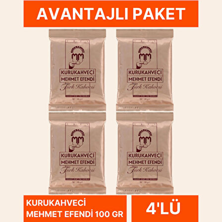 Mehmet Efendi Kurukahveci Türk Kahvesi 100 g × 4 Adet – 4’lü Avantaj Paket | İkramlık & Ev Kullanımı