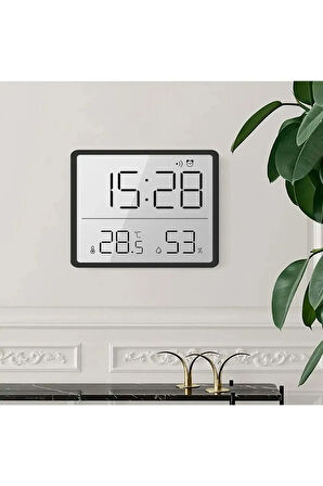 Pilli Mini Saat Alarm Saat Nem Göstergesi Sıcaklık Ölçer Mıknatıslı LCD Dijital Ekran 9x7 cm