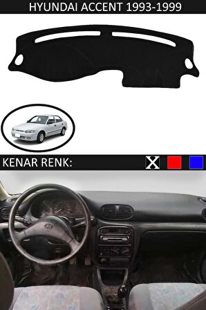 Hyundai Excel İçin Uygun Torpido Koruma Halısı Siyah Kenar Renk Siyah