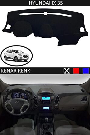 Hyundai Tucson 2009-2015 İçin Uygun Torpido Koruma Halısı Siyah Kenar Renk Siyah