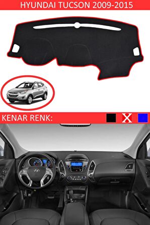 Hyundai Tucson 2016-2018 İçin Uygun Torpido Koruma Halısı Siyah Kenar Renk Kırmızı
