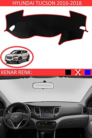 Hyundai Tucson 2016-2018 İçin Uygun Torpido Koruma Halısı Siyah Kenar Renk Mavi