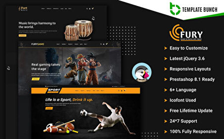 Fury - Music and Game PrestaShop Teması
