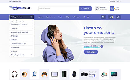 MegaShop - Multipurpose eCommerce Store Magento Teması