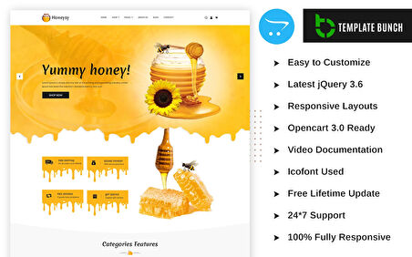 Honeysy - Honey Shop OpenCard Teması