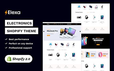 Elexa -Electronics Digital store Shopify Teması