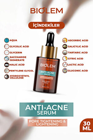 Biolem Akne Ve Karşıtı Sıkılaştırıcı Cilt Serumu Salisilik Asit, Tea Tree 30 ml