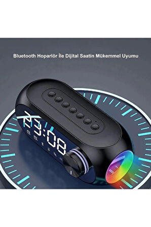YENİLZD MASA SAATİ VE Bluetooth Hoparlör MP3 Fm Çok Fonksiyonlu Speaker S8 RGB Led Işıklı Dijital Saat Alarm Şarjlı 