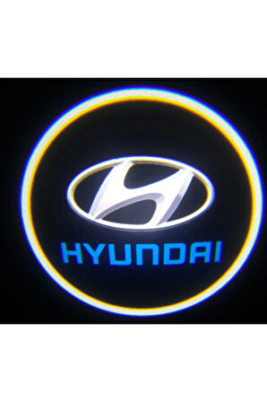 Hyundai ile Uyumlu Yeni Nesil Pilli Yapıştırmalı Led Işıklı Çift Sensörlü Kapı Altı Logo