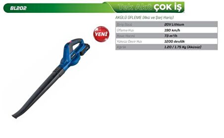 Hyundai BL202 Akülü Üfleme Makinesi Akü ve Şarj Aleti Hariçtir