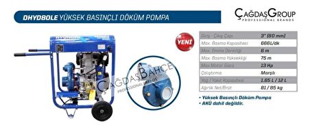 HYUNDAİ DHYD80LE 3 İNCH DİZEL MARŞLI YÜKSEK BASINÇ SU MOTORU DÖKÜM POMPA