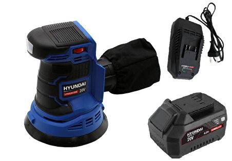 Hyundaı HSO202 Akülü Eksantrik Zımpara Akü ve Şarj Aleti Dahildir