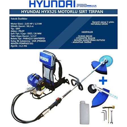 HYUNDAI HYX52S BENZİN MOTORLU SIRT TIRPANI 2.1 HP