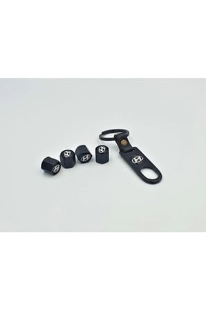 Hyundaı Anahtarlıklı Sibop Kapağı - Hyundai Siyah Sibop Kapak Set