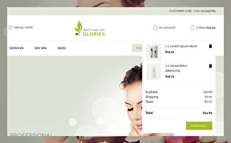 Gloriea Spa and Beauty PrestaShop Teması