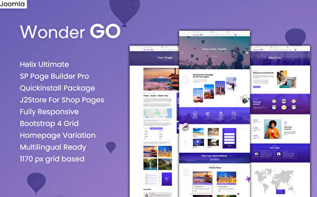 Wonder GO - Tour Booking and Travel Joomla Teması