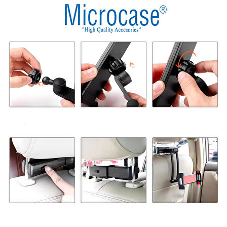 Microcase Araç İçi Koltuk Arkası 360° Döner Başlıklı Tablet Telefon Tutucu PB - 45 - SİYAH - KIRMIZI AL4829