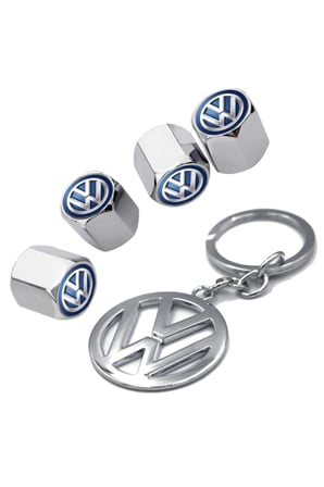 Volkswagen Jetta 2005-2010 Mavi Logolu Krom Renk Sibop Kapağı 4 Adet Ve Krom Anahtarlık