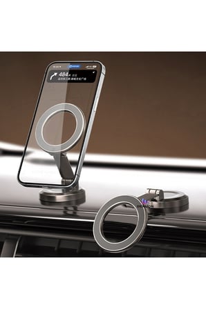 Yüksek Kalite Magsafe Mıknatıslı Metal Katlanabilir Mini Yapışkanlı Araç Telefon Tutucu 360 Dönen