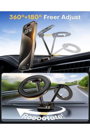 Yüksek Kalite Magsafe Mıknatıslı Metal Katlanabilir Mini Yapışkanlı Araç Telefon Tutucu 360 Dönen