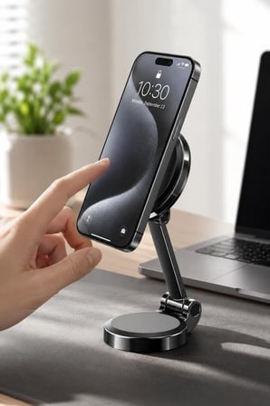Özel Üretim Ofis Gereci Ev Aksesuarı Çalışma Masası Telefon Tutucu Masaüstü JX027 Siyah