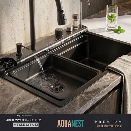 HAZELAND AQUANEST 7 Tuşlu Akıllı Evye Smart Evye Akıllı Mutfak Eviyesi Smart Sink
