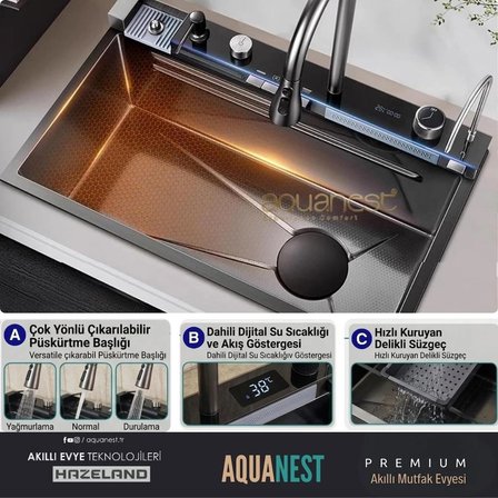 HAZELAND AQUANEST Premium 5 Tuşlu Akıllı Evye