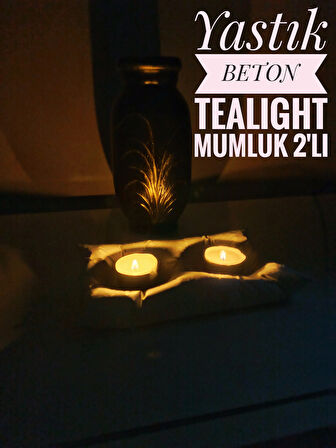 Dekoratif El Yapımı Beton Yastık Mumluk 2’li Tealight Mumluk Modern Dekor İç Mekan İçin Şık Tasarım