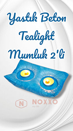 Dekoratif El Yapımı Beton Yastık Mumluk 2’li Tealight Mumluk Modern Dekor İç Mekan İçin Şık Tasarım