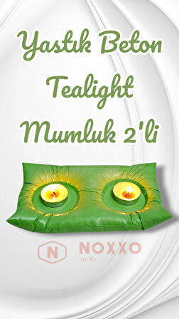 Dekoratif El Yapımı Beton Yastık Mumluk 2’li Tealight Mumluk Modern Dekor İç Mekan İçin Şık Tasarım