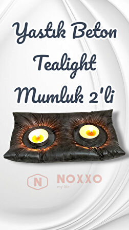 Dekoratif El Yapımı Beton Yastık Mumluk 2’li Tealight Mumluk Modern Dekor İç Mekan İçin Şık Tasarım