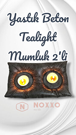 Dekoratif El Yapımı Beton Yastık Mumluk 2’li Tealight Mumluk Modern Dekor İç Mekan İçin Şık Tasarım