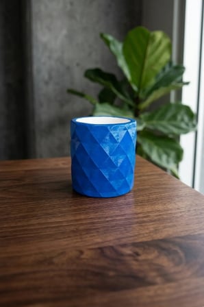 Mavi Beton Saksı - Dekoratif Mini Sukulent ve Kaktüs Saksısı 6x7cm