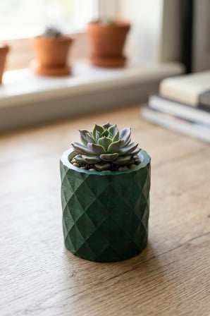 Yeşil Beton Saksı: El Yapımı Mini Sukulent ve Kaktüs Saksısı (6x7 cm)
