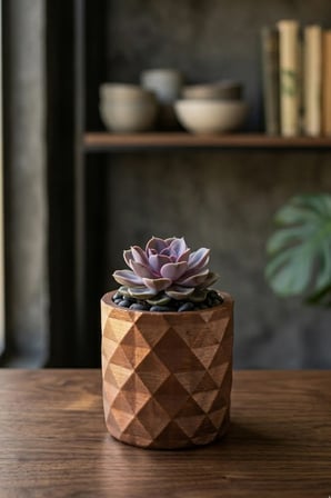 Beton Saksı - Bakır Geometrik Mini Sukulent ve Kaktüs Saksısı