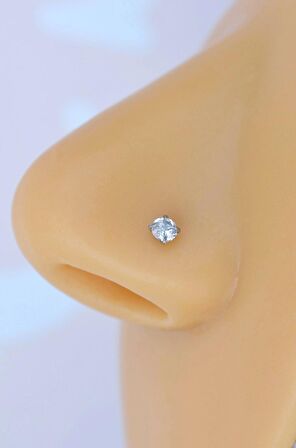 316 L Çelik 3 mm Tektaş Hızma Arkası Kıvrımlı Düşmeyen Burun Piercingi