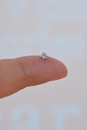 316 L Çelik 3 mm Yıldız Tektaş Hızma Burun Piercingi Gümüş Renk
