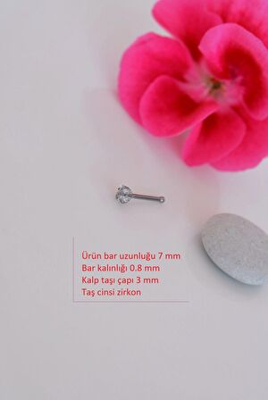 316 L Çelik 3 mm Yıldız Tektaş Hızma Burun Piercingi Gümüş Renk