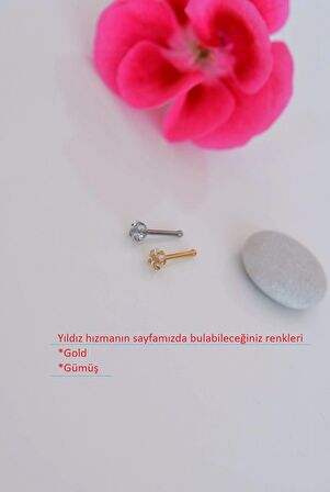 316 L Çelik 3 mm Yıldız Tektaş Hızma Burun Piercingi Gümüş Renk