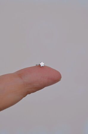 316 L Yıldız Hızma Burun Piercingi Gümüş Renkli