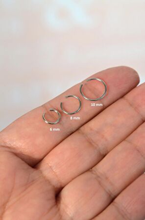 8 mm 316 L Çelik Düz Halka Model Hızma Gümüş Renk